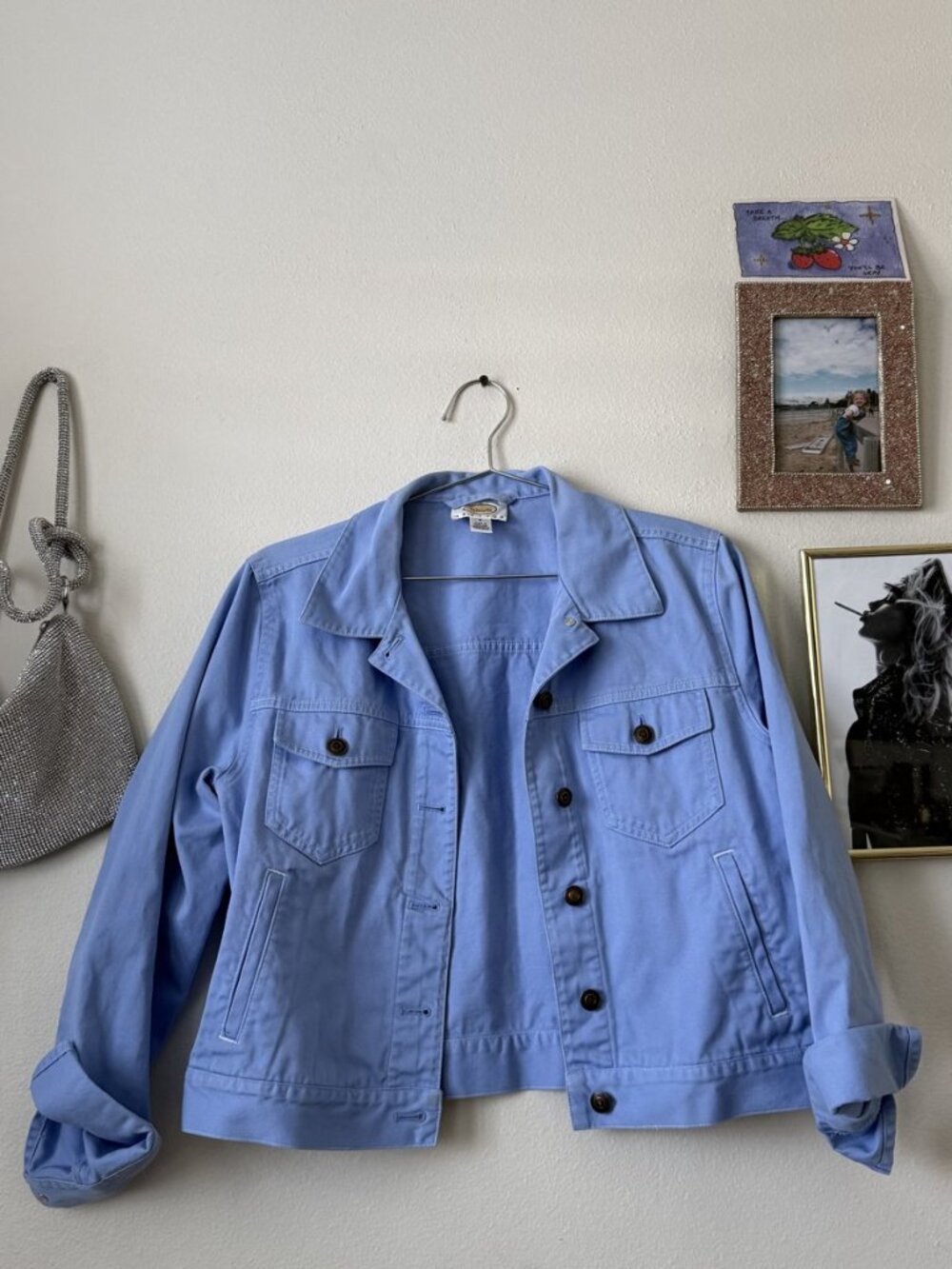 Talbots Petites Periwinkle Blue Cropped Cotton Twill Jacket Size S